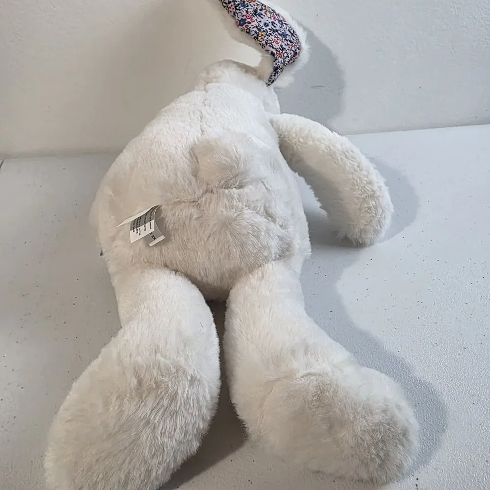 Manhattan Toy White Bunny Rabbit Pattern Pals Plush Flowers Floral Ears New NWT